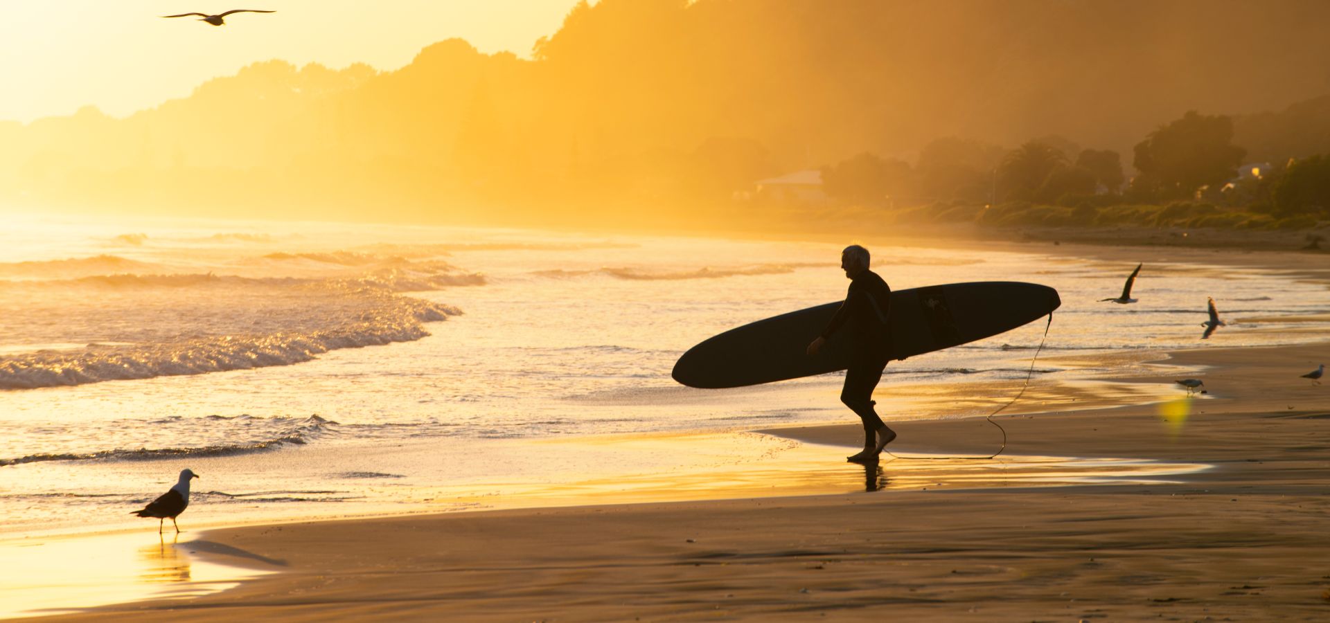 Surfing at Ohope Beach